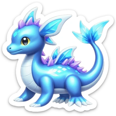 Shiny Colorful Iridescent Bioluminescent Glowing Neon Lapras-Meloetta-Vaporeon-Dialga-Suicune-fusion sticker