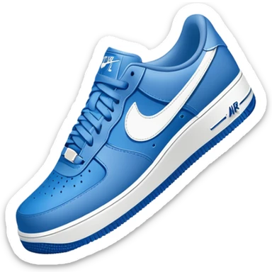 blue Nike Air Force 1 sneakers with white swoosh logo sticker
