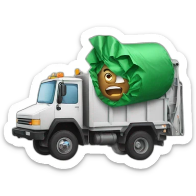 Crazy Guy Driving Garbage Truck sticker