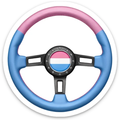 steering wheel with transgender pride flag colors sticker