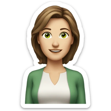 pretty middle age caucasian woman with brown hair and green eyes sticker