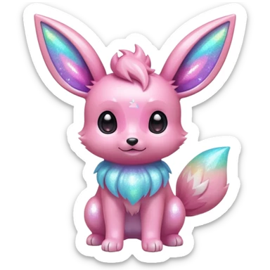 Kawaii Shiny Colorful Pastel Iridescent Glittery Eevee Full Body sticker