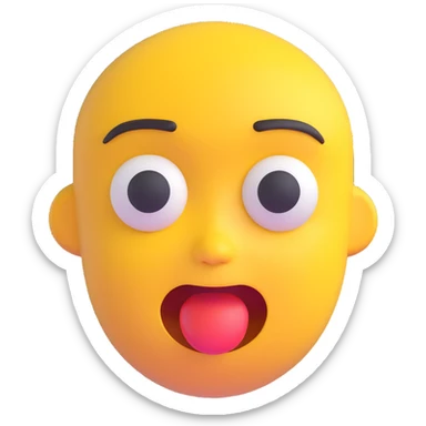 small yellow face with exaggerated expression, 3D microsoft emoji style sticker