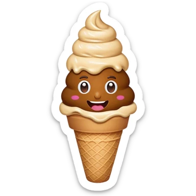 Poop emoji in ice cream cone sticker