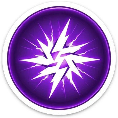 Combination of red blue lightening creating purple lightening in circle shape sticker