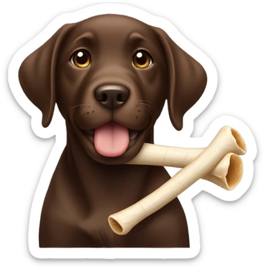 Chocolate lab puppy with bone sticker