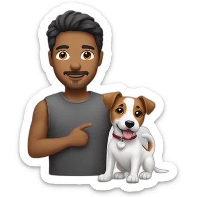 man with jack russell dog sticker