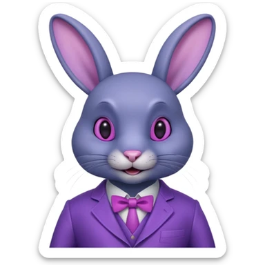 Bonnie es un conejo animatrónico de color índigo con ojos magenta. El color de su hocico, panza y el interior de sus orejas es un color lavanda.Tiene orejas largas articuladas e tiene dientes redondos y carece de cejas.Su traje parece estar hecho de un material metálico. haz solo su cabeza sticker