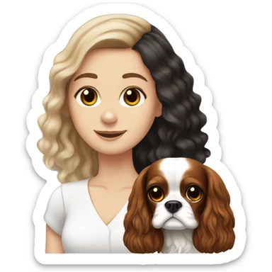 White Girl with black brown white cavalier  sticker