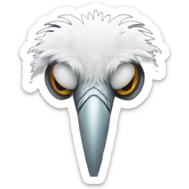 Tall slender snow tall monster with vulture face in long white feathers sticker