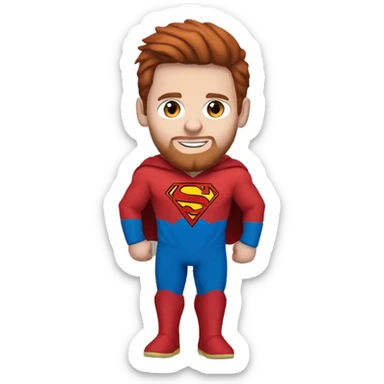 messi with a blue goat, puma hoodie, blue eyes, reddish hair, dressed as superman  sticker