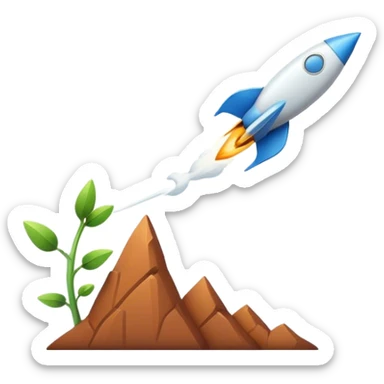 Minimalist emoji of a growth graph. The rising line forms a smooth trail, ending with a small rocket taking off sticker