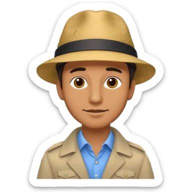 male tour guide in forigen sticker