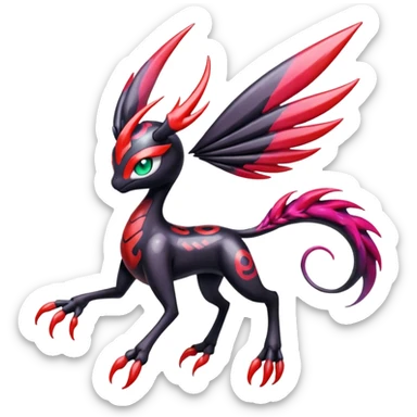 Colorful Shiny Edgy Cool Badass Painted Splashed Exotic Meloetta-Palkia-Venom-Yveltal-Darkrai-Fakémon-creature-hybrid sticker