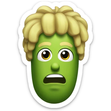 pickle with a eyebrows and blond hair. Mean looking sticker