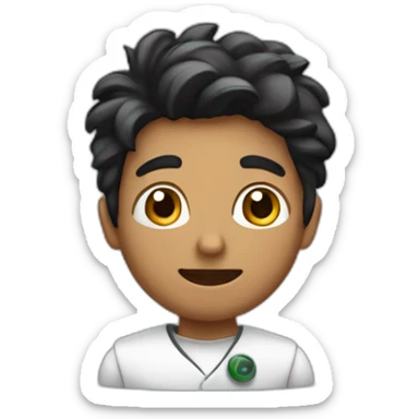chemistry boy with black combed to the right hair and his instumants on his hand sticker