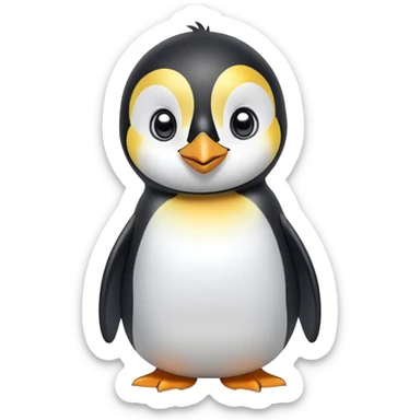 cinematic-cute-emperor-penguin-portrait-emoji,-head-tilted-playfully-and-inquisitively,-with-glossy,-pristine-plumage-accented-by-a-bright-beak-and-round,-sparkling-eyes-filled-with-curiosity,-simplified-yet-irresistibly-adorable-features,  sticker