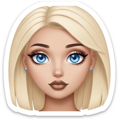 Boujy baddie best friends blue eyes, trendy heavy makeup sticker
