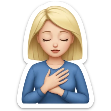 una mano en pecho ojos cerrados mujer sticker