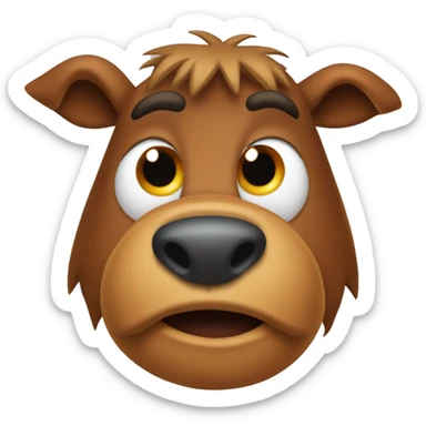Alf from the ALF tv series. Face: Use a brown or orange-brown color for the face.
Nose: A large, oval-shaped nose in a darker brown.
Muzzle: A prominent, rounded muzzle area, also brown, to mimic ALF’s snout. sticker