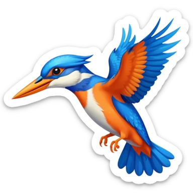 Create a flying kingfisher keep the detail to a minimum but make it recognizable. Keep the number of colors limited to only 5 sticker