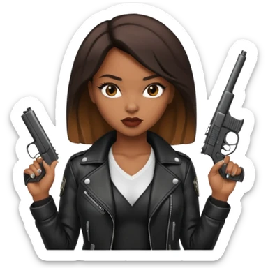 A sexy black female gangster with a gun sticker