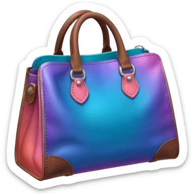 coins  pack in gradient of turquoise, blue, pink, purple, and coral color in leather brown bag sticker