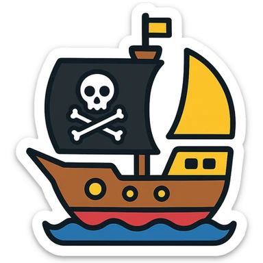 colored pirate ship icon sticker