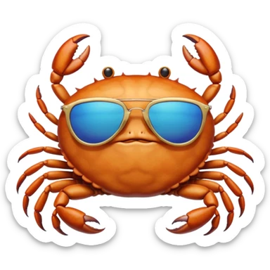 Alaska crab female and male are moving wearing a sunglass and 海港薈 sticker