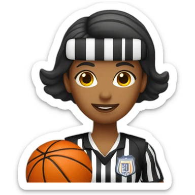 female basketball referee with Basket ball in hand sticker