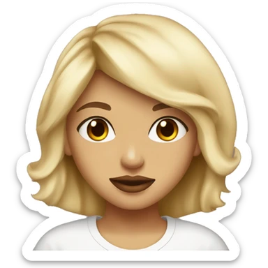 blonde girl, brown eyes, big lips, wearing t shirt that says diva on it sticker