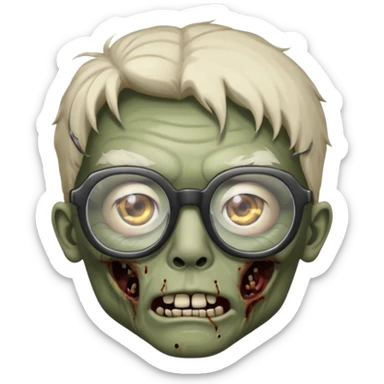 Zombie with big glasses more visible glasses, some difference between zombie and glasses, half body sticker