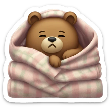 bear cozy sleep  in blanket sticker
