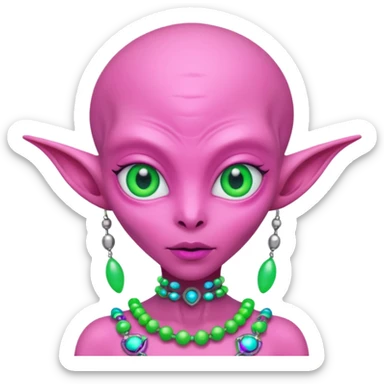 alien living in desert, pink colorful, accessories, just face  sticker