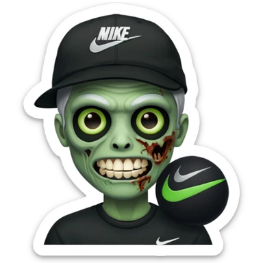 Faça um zombie com uma blusa da Nike preta com um boné preto da Nike tbm, que o zombie tenha dentes de prata  sticker