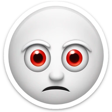 a white circle face with a red circle around it, theres 2 red eyes and inside it is white too. in the right eye it says "K" and in the left eye it says "J", the stickman has a red stoic face sticker