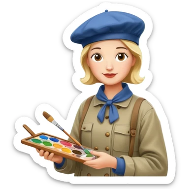 SPAM artist painting en plein aire in paris sticker