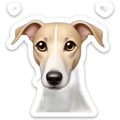 a beige whippet with hearts instead of eyes sticker