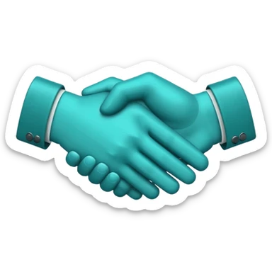 teal handshake amoji in the color hex of A8F2F9 sticker