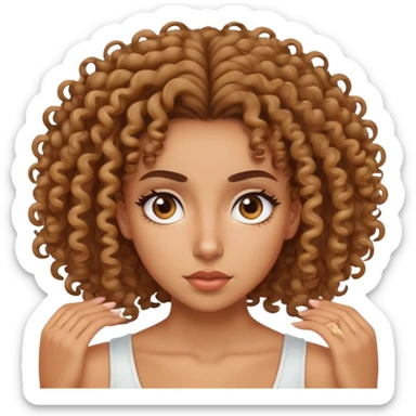 A mixed girl with curly hair rolling her eyes sticker