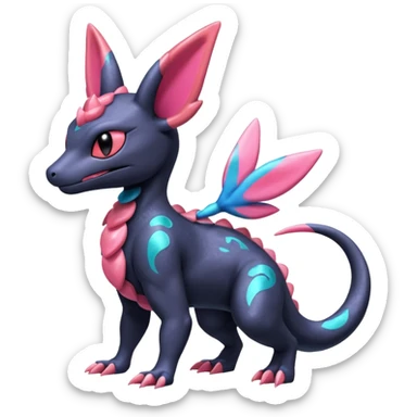 Shiny Nebulae Dusknoir-Salandit-Sylveon-Fakémon-hybrid-creature (full body)  sticker