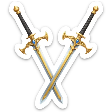 Two Golden royal swords with gold blades and gold handel sticker