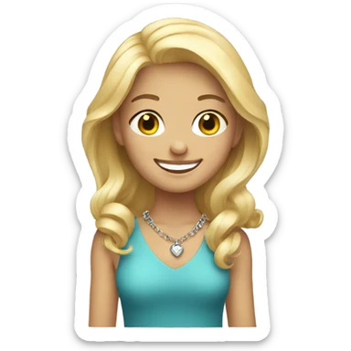 smiling blonde girl with necklace sticker