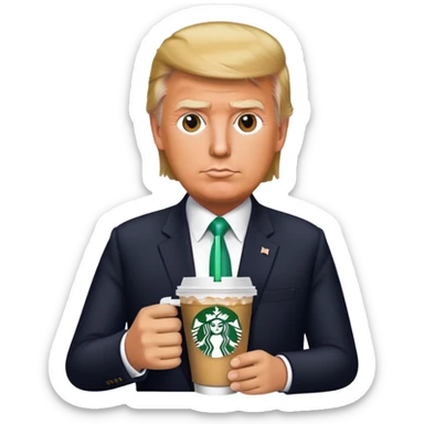 trump with stabucks drink sticker