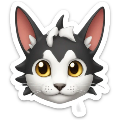 Sitting-Black-and-White-face-cat-dragon-type-pokemon sticker