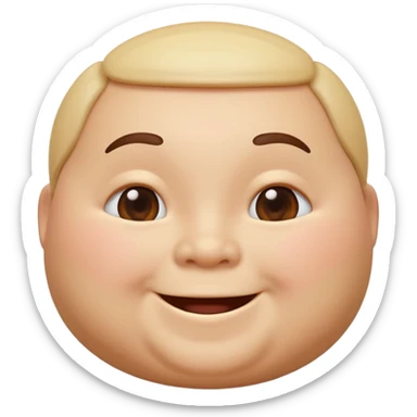 A 3D emoji in iOS emoji aesthetic style of a chubby person with round cheeks and a happy smile, soft and friendly expression, smooth glossy texture, minimal white background. sticker