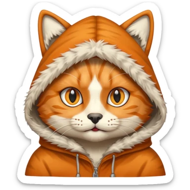 The emoji orange cat with a wolf's hood on its head
Lire this sticker