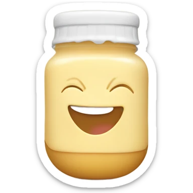 Smiling emoji with mayonnaise on top of it, blushing satisfied sticker
