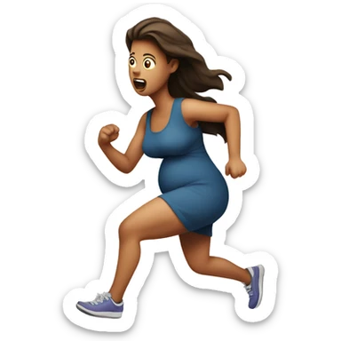 scared pregnant lady running make her very pregnant  sticker