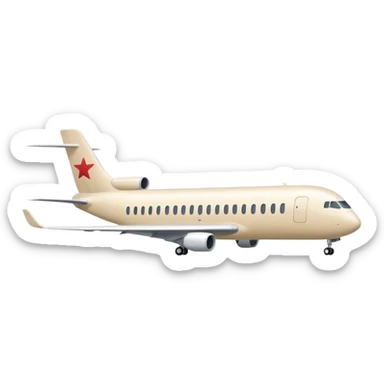 minimalist large passenger airplane, elongated fuselage, light beige (milky) color, Apple emoji style, no text sticker